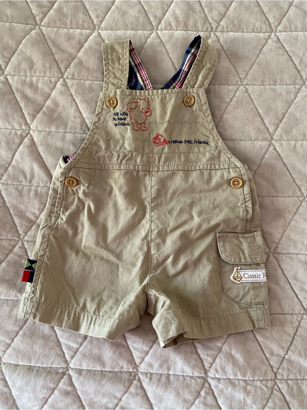 Classic Pooh by Disney Winnie the Pooh short overalls 3 months
